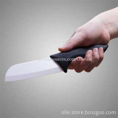 Professional Ceramic Santoku Knife with High-density Zirconia Blade, Black ABS Handle